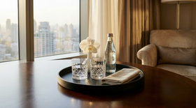 ROUND TRAY LEATHERETTE - BLACK