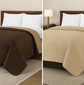 COFFEE/TAN REVERSIBLE COVERLET