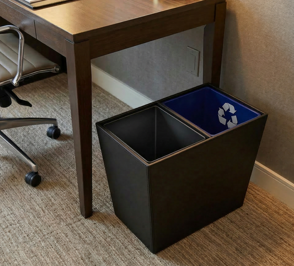 DUAL CHAMBER WASTEBASKET - LEATHERETTE