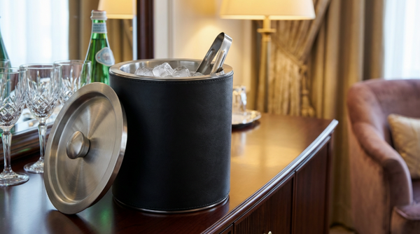 LEATHERETTE ** 3 QT ** ICE BUCKET - BLACK
