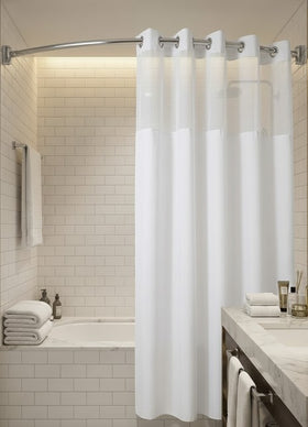 "Zero" Shower Curtain With Mesh Window. 71" X 77" 100% Polyester