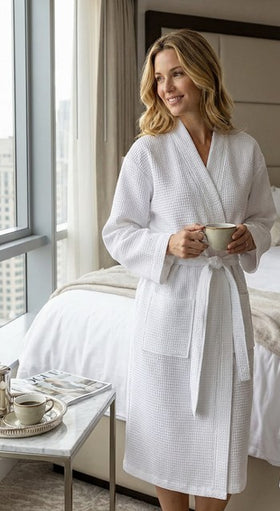 True Essentials® Waffle Weave 100% Ring Spun Hotel Bath Robe