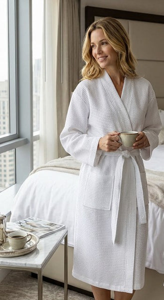 True Essentials® Waffle Weave 100% Ring Spun Hotel Bath Robe