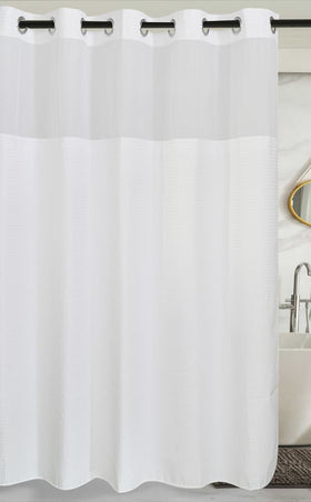 "Zero" Shower Curtain With Mesh Window & Removable Liner. 71" X 77" 100% Polyester