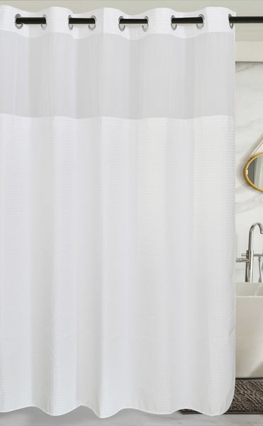 "Zero" Shower Curtain With Mesh Window & Removable Liner. 71" X 77" 100% Polyester